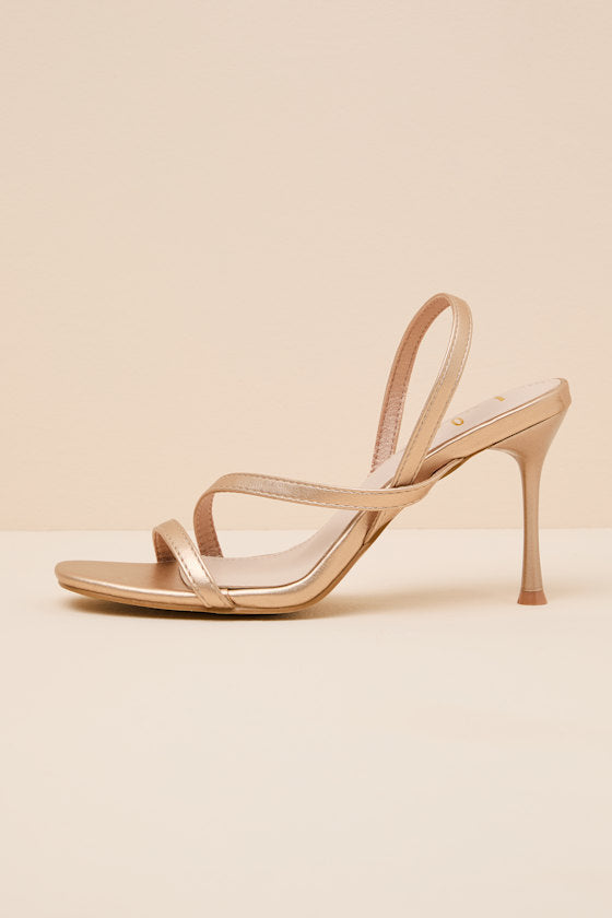 Leigh Champagne Gold Strappy High Heel Sandals