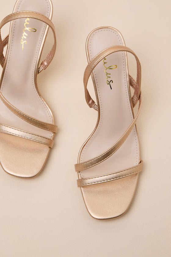 Leigh Champagne Gold Strappy High Heel Sandals