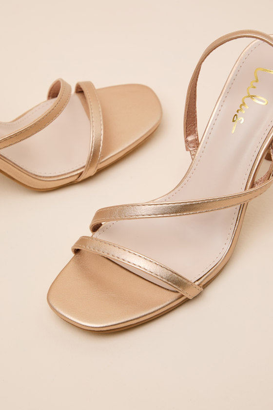 Leigh Champagne Gold Strappy High Heel Sandals