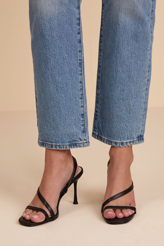 Leigh Black Strappy High Heel Sandals