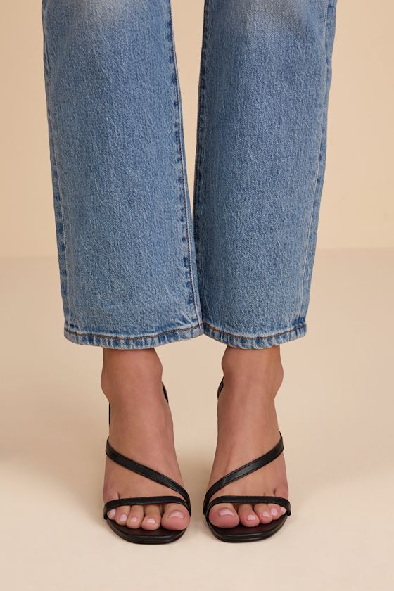 Leigh Black Strappy High Heel Sandals