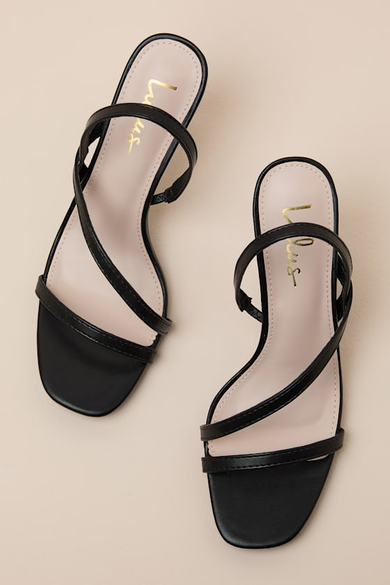Leigh Black Strappy High Heel Sandals