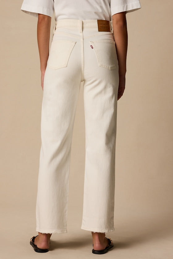 Ribcage White Denim Straight Ankle Jeans