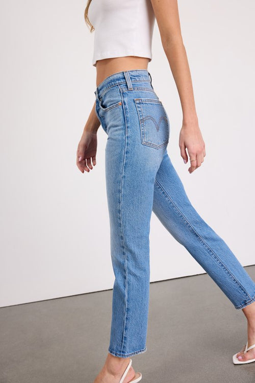Wedgie Straight Light Blue Cropped High-Rise Jeans