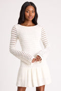 Sylvie Ivory Loose Knit Drop Waist Sweater Mini Dress