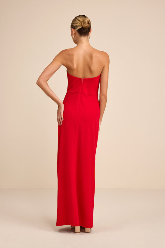 Thula Red Cutout U-Bar Column Maxi Dress