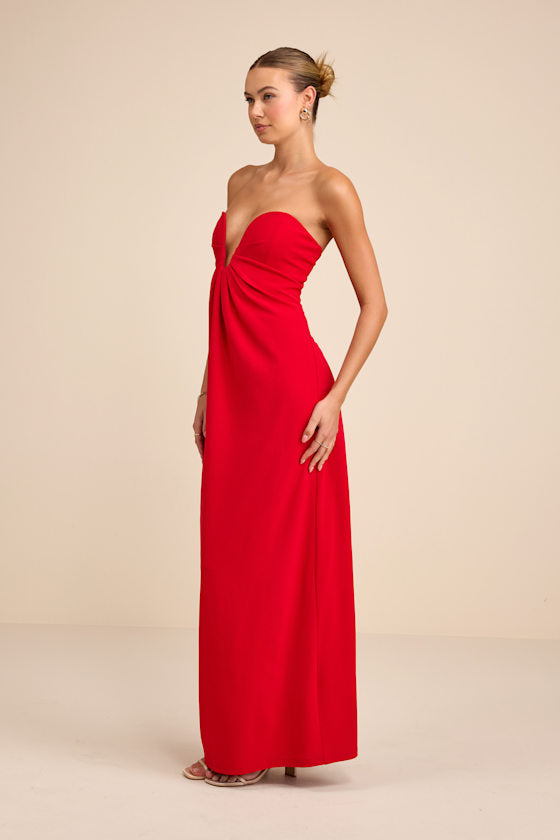 Thula Red Cutout U-Bar Column Maxi Dress