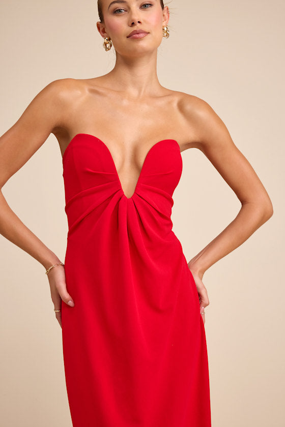 Thula Red Cutout U-Bar Column Maxi Dress
