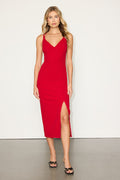 All This Allure Red Strappy Backless Midi Dress