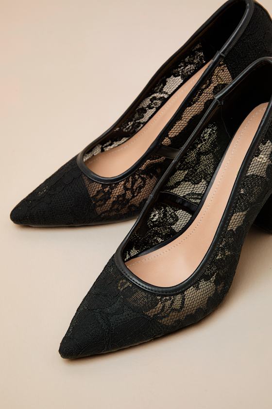 Lolita Black Lace Pointed-Toe Pumps