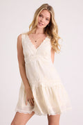 Romy Cream Lace Tiered Shift Mini Dress