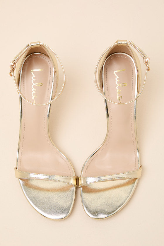 Dottie Gold Ankle Strap High Heel Sandals