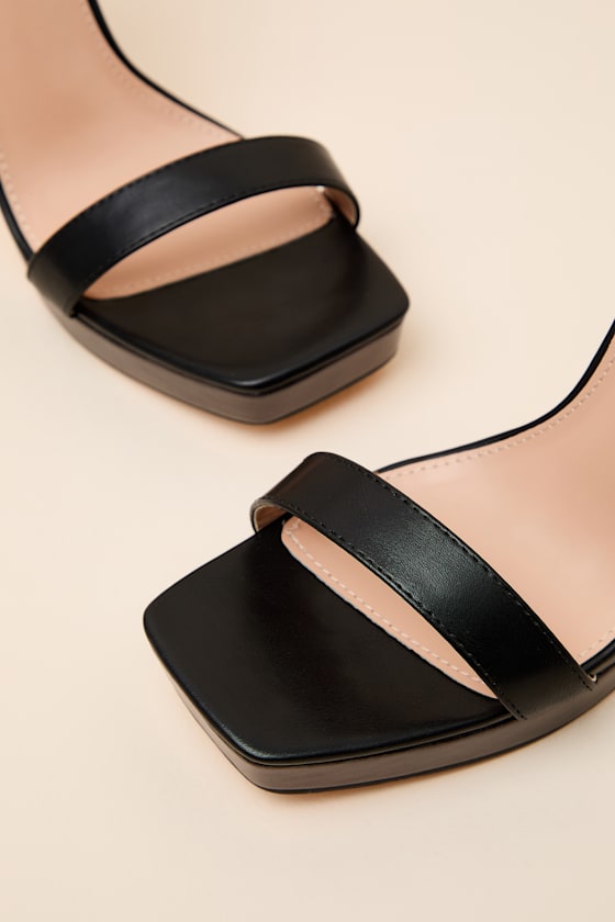 Linda Black Platform Ankle Strap High Heel Sandals