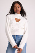 Priya Ivory Cutout Mock Neck Cropped Sweater