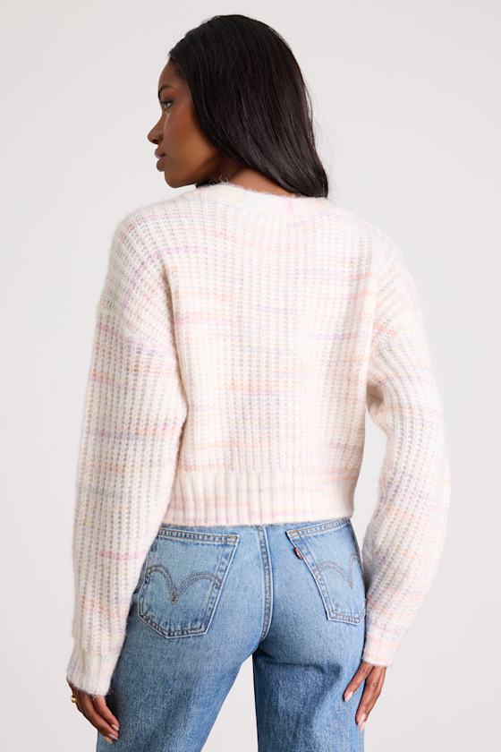 Amberlynn Ivory Space Dye Cropped Cardigan