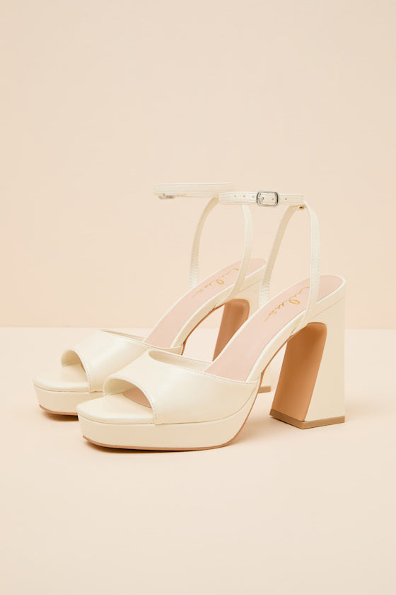 Lucy Bone Platform Ankle Strap Sandals