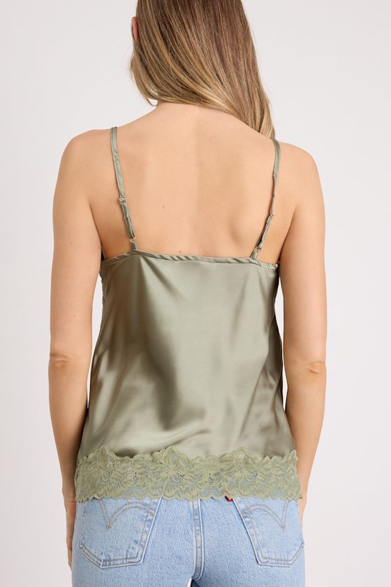 Cameron Sage Satin Lace Cami Top