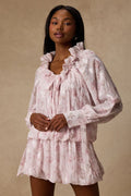 Marcia Blush Pink Floral Ruffled Drop Waist Mini Dress