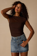 Alaire Medium Wash Denim High-Rise Mini Skirt