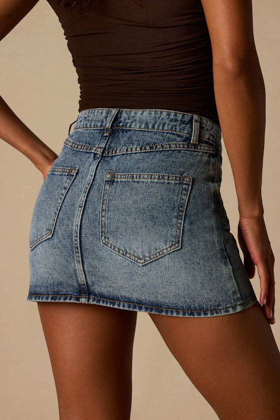 Alaire Medium Wash Denim High-Rise Mini Skirt
