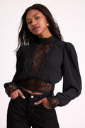 Lexia Black Lace Long Sleeve Top