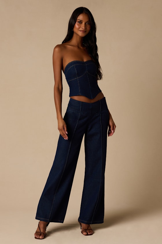 Denna Dark Wash Wide-Leg Jeans