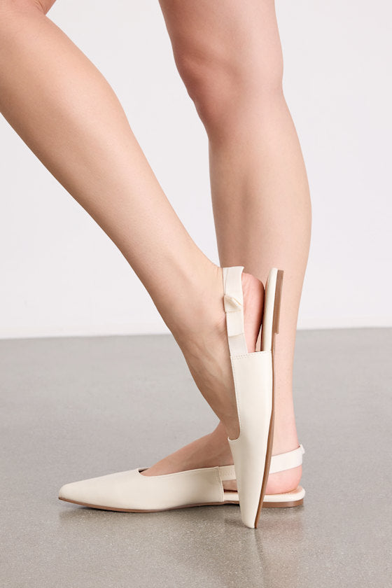 Brianna Ivory Pointed-Toe Slingback Flats