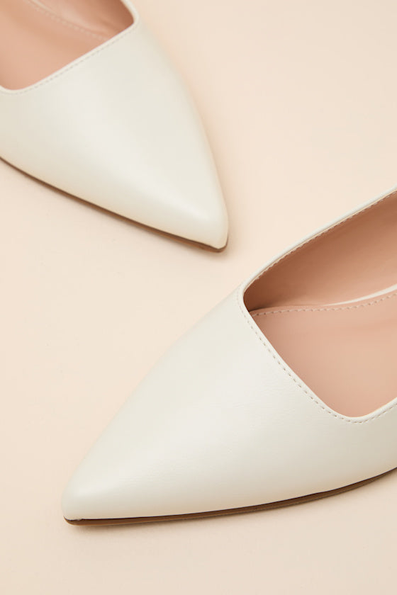 Brianna Ivory Pointed-Toe Slingback Flats