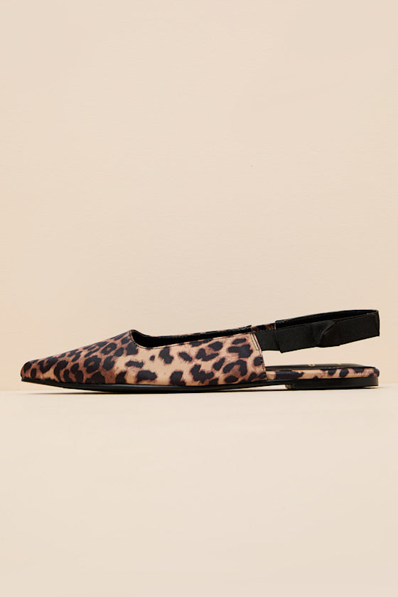 Brianna Leopard Pointed-Toe Slingback Flats