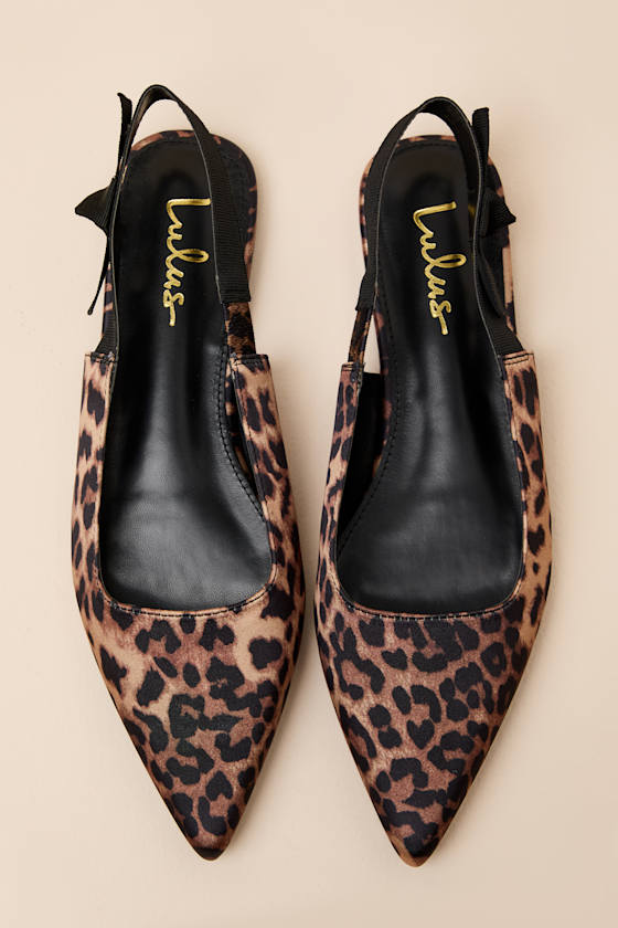 Brianna Leopard Pointed-Toe Slingback Flats