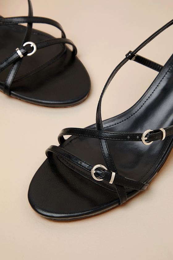 Sara Black Strappy Slingback High Heel Sandals