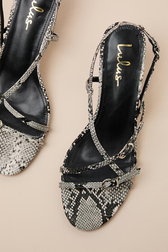Sara Snake Strappy Slingback High Heel Sandals