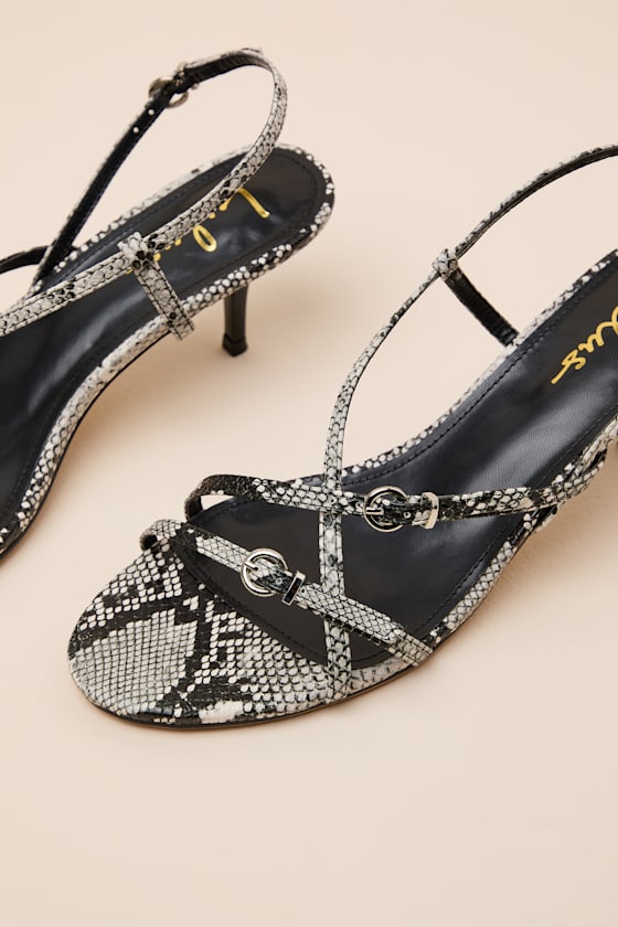 Sara Snake Strappy Slingback High Heel Sandals