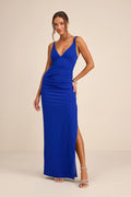 Leela Royal Blue Ruched Column Maxi Dress