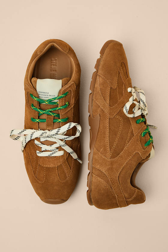 Aziel Camel Suede Leather Lace-Up Sneakers
