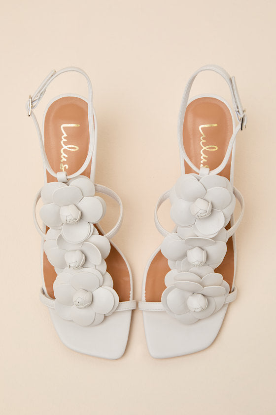 Brenna Floral Applique Strappy High Heel Sandals