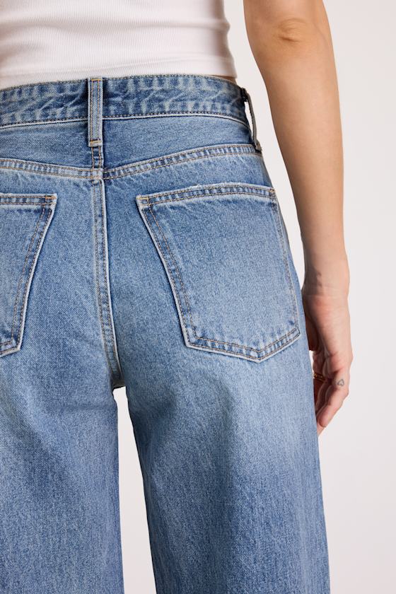Trendiest Choice Medium Wash High-Rise Wide-Leg Jeans