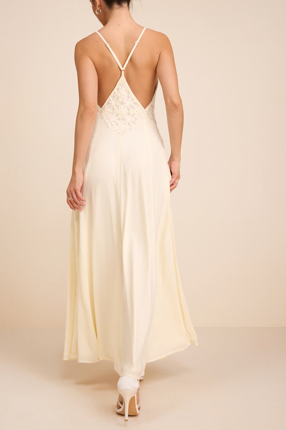 Samalia Ivory Sleeveless Applique Maxi Dress