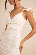 Adalyn Cream Crochet Lace Trumpet Midi Dress