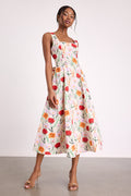 Anneke Ivory Multi Floral Backless Midi Dress