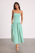 Lanny Green Gingham Lace-Up Midi Dress