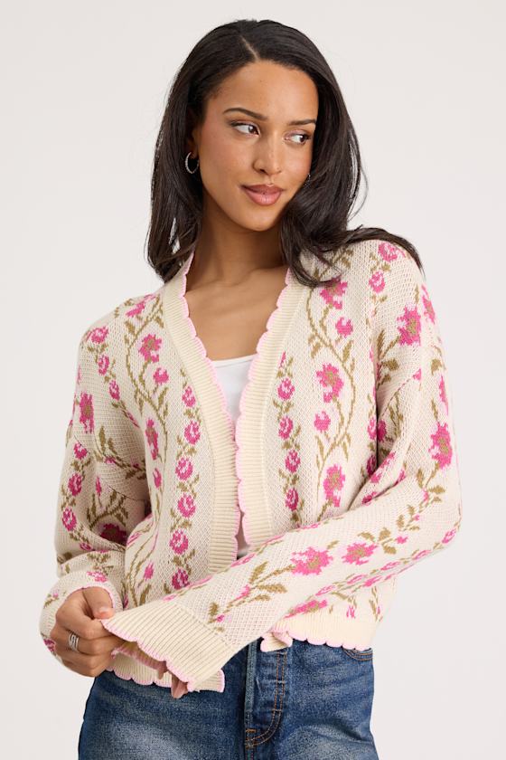 Holland Ivory Multi Floral Open-Front Cardigan