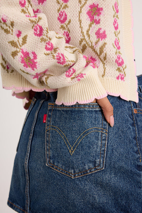 Holland Ivory Multi Floral Open-Front Cardigan