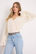 Florencia Ivory Ruffled Long Sleeve Top