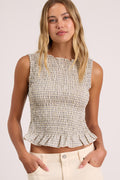 Thistle Pale Yellow Plaid Smocked Tank Top