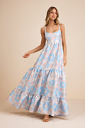 Avalie Cream Floral Tiered Bustier Maxi Dress