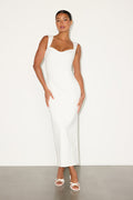 Samai White Cap Sleeve Bodycon Midi Dress