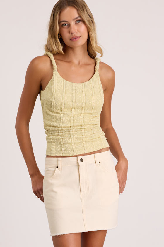 Prairie Cream Denim Mid-Rise Mini Skirt