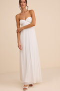 Remley White Pleated Strapless Maxi Dress