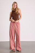 Docia Pink Striped Cotton Wide-Leg Pants